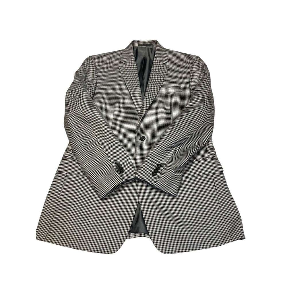 Michael Kors 40 L sport suit jacket blazer gingham black check Macy's Men Store